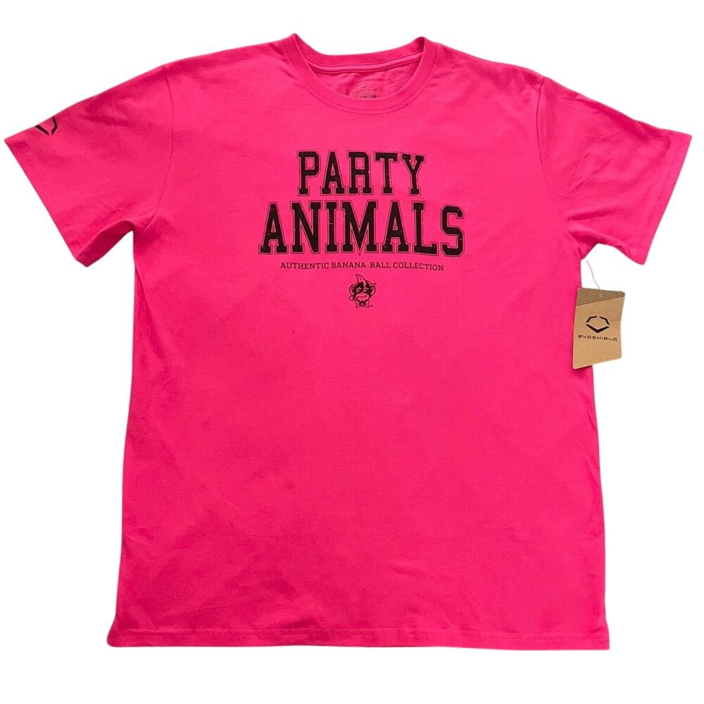 EvoShield Gym Rat Tee Hot Pink "Party Animals" NWT Auth Banana Ball SS Size XL